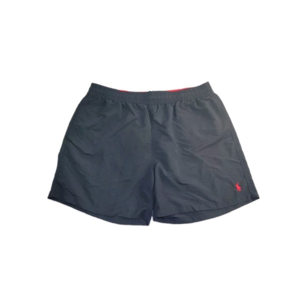 Polo Ralph Lauren Men’s Sz XXL Black Swim Trunks Red Pony Logo Beachwear C22-13